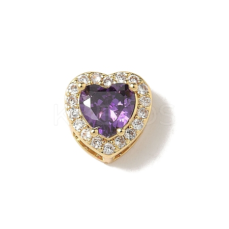 Brass Micro Pave Cubic Zirconia Beads KK-I276-46G-02-1