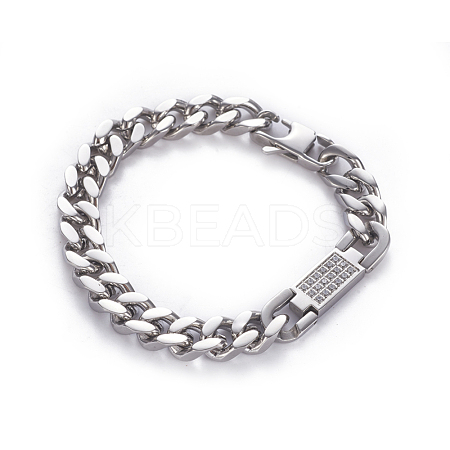 304 Stainless Steel Curb Chain Bracelets BJEW-I279-01P-1