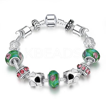 Vogue Design Tin Alloy Czech Rhinestone European Beaded Bracelets BJEW-BB02065-1