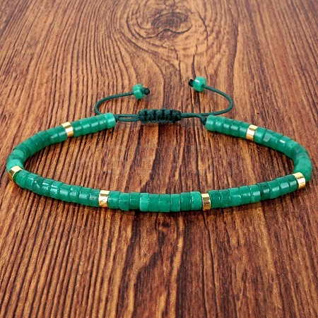 Dyed Natural White Jade Heishi Beads Adjustable Braided Bracelets for Men Women BX7041-8-1
