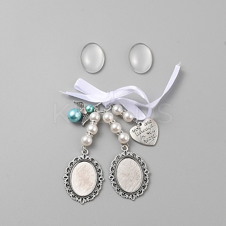Wedding Bouquet Alloy & Glass Photo Charms DIY-WH20004-07B-AS-1