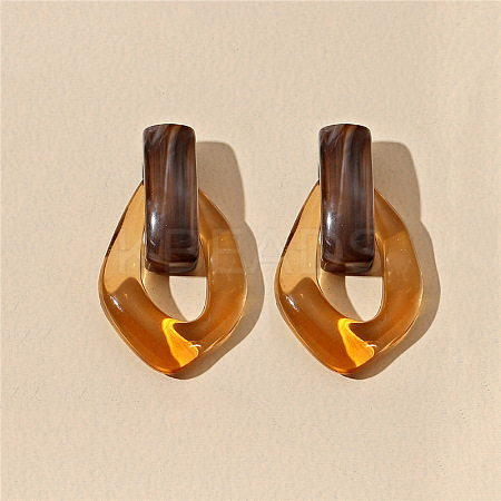Oval Resin Dangle Stud Earrings FS-WGCF92D-01-1