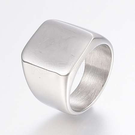 Tarnish Resistant 304 Stainless Steel Signet Band Rings for Men RJEW-G091-16-P-1