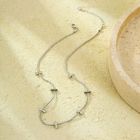 304 Stainless Steel Column Link Chain Necklaces for Women NJEW-U031-07P-1