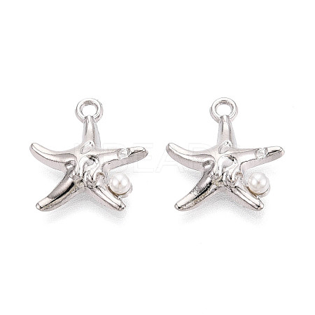 Rack Plating Alloy & Imitation Pearl Pendants ENAM-T024-04P-1