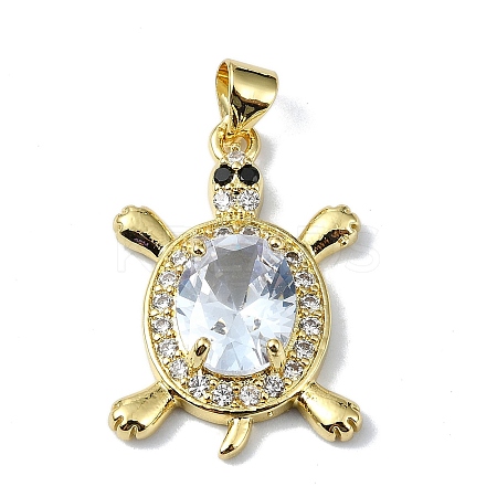 Rack Plating Real 18K Gold Plated Brass Micro Pave Cubic Zirconia Pendants KK-B084-06G-06-1