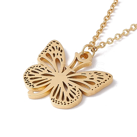 Initial Letter with Butterfly Pendant Necklace LS-NJEW-C026-01G-J-1