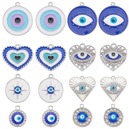 32Pcs 8 Styles Alloy Enamel Pendants ENAM-SC0006-67-1