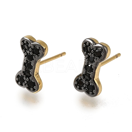 Rack Plating Brass Micro Pave Cubic Zirconia Stud Earring EJEW-C101-10G-1