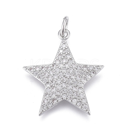 Brass Micro Pave Clear Cubic Zirconia Pendants ZIRC-M108-28-P-1