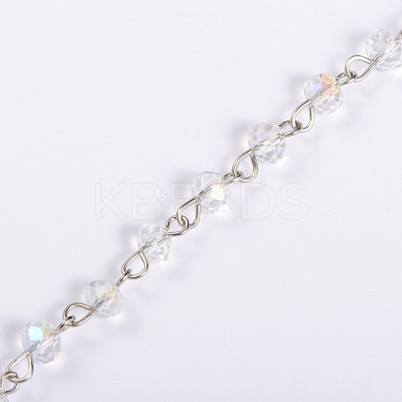 Handmade Rondelle Glass Beads Chains for Necklaces Bracelets Making AJEW-JB00038-04-1