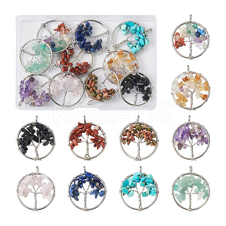 10Pcs 10 Styles Natural & Synthetic Gemstone Pendants G-YS0001-23-1