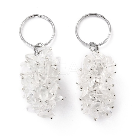 Natural Quartz Crystal Keychain KEYC-C050-01F-RS-1