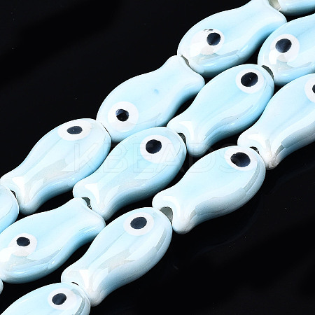 Handmade Porcelain Ceramic Beads Strands X1-PORC-T006-03O-1