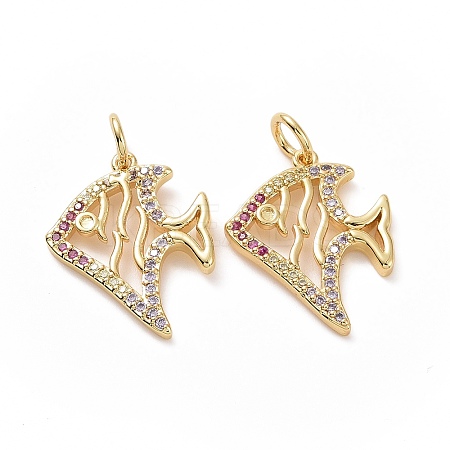 Brass Cubic Zirconia Pendants ZIRC-I062-17G-1