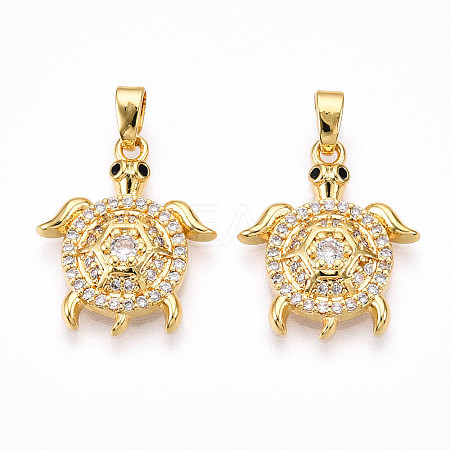 Brass Micro Pave Cubic Zirconia Pendants KK-N257-04G-1