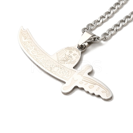 Non-Tarnish Sword Pendant Necklaces LS-NJEW-C043-03P-1