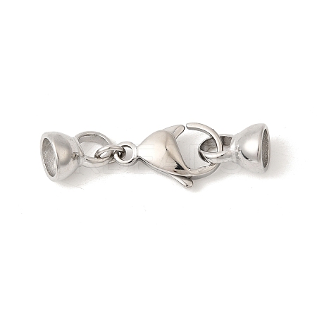 304 Stainless Steel Lobster Claw Clasps and Cord End STAS-B128-08P-02-1