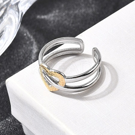 Adjustable 304 Stainless Steel Cuff Rings for Women RJEW-B150-01GP-05-1