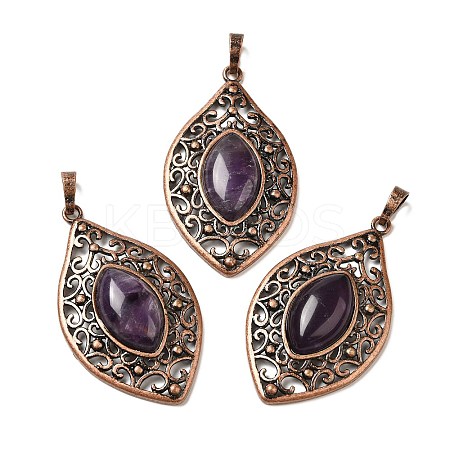 Natural Amethyst Pendants G-H065-3R-10-1