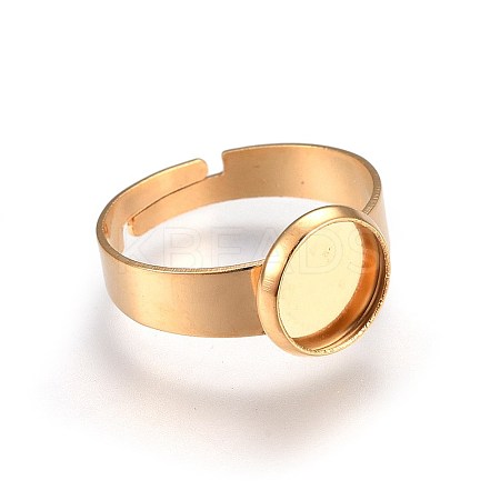 Ion Plating(IP) Adjustable 201 Stainless Steel Finger Rings Components X-STAS-G187-01G-8mm-1