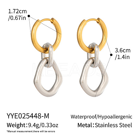 304 Stainless Steel Double Ring Hoop Dangle Earrings QP5303-1-1