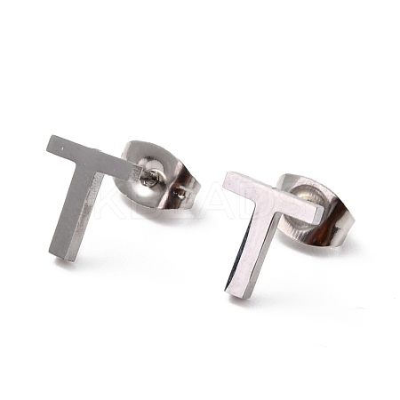 Tarnish Resistant 304 Stainless Steel Greek Alphabet Stud Earrings STAS-D007-07P-10-1