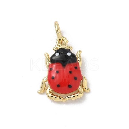Insect Themes Brass Enamel Pendants KK-B155-01B-01G-1
