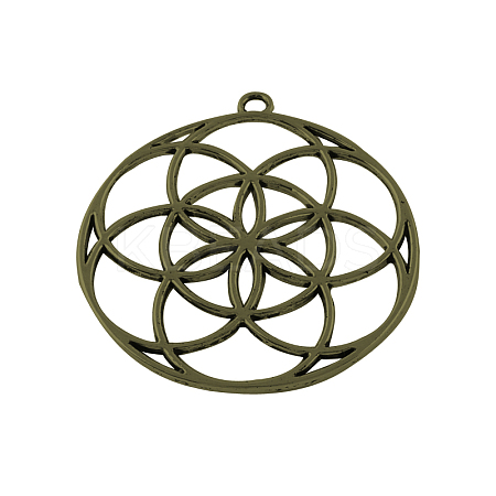 Tibetan Style Flower Alloy Pendants LS-TIBEP-R345-41AB-NR-1