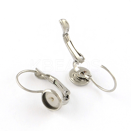Flat Round Tray Smooth Surface 304 Stainless Steel Leverback Earring Findings STAS-R065-63-1
