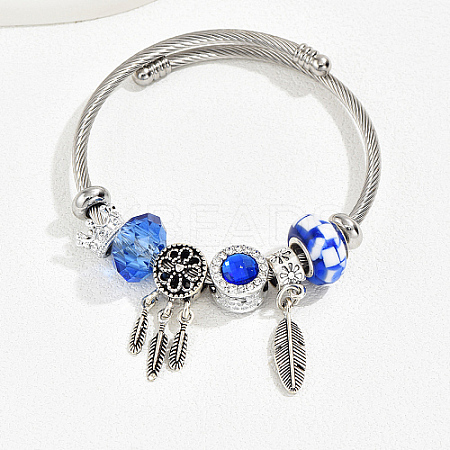 Non-Tarnish 201 Stainless Steel European Bracelet OQ8559-5-1