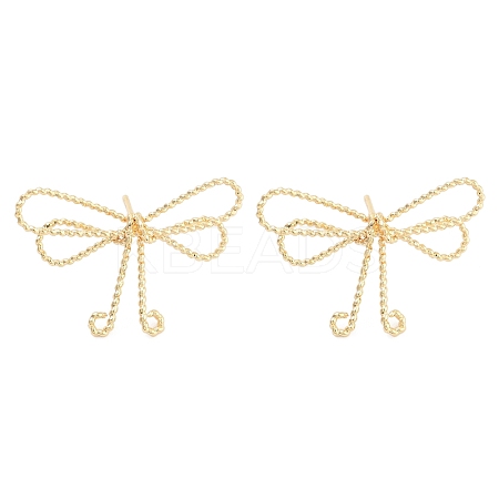 Twisted Bowknot Brass Stud Earrings for Women EJEW-S216-04A-G-1