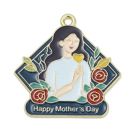 Mother's Day Alloy Enamel Pendants PALLOY-V001-02F-1