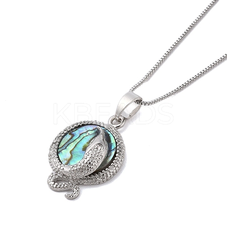 Rack Plating Natural Paua Shell Pendants Necklace NJEW-B104-01C-01P-1