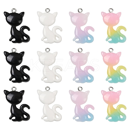 20Pcs 4 Colors Resin Pendants RESI-YW0004-14-1