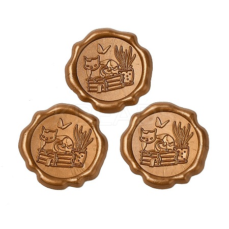 Cat Shape with Book Adhesive Wax Seal Stickers DIY-XCP0002-97B-1