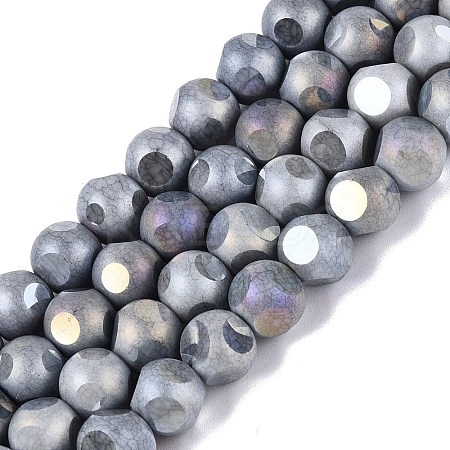 Ombre Effect Dyed Electroplate Opaque Glass Beads Strands EGLA-Q130-01A-01-1