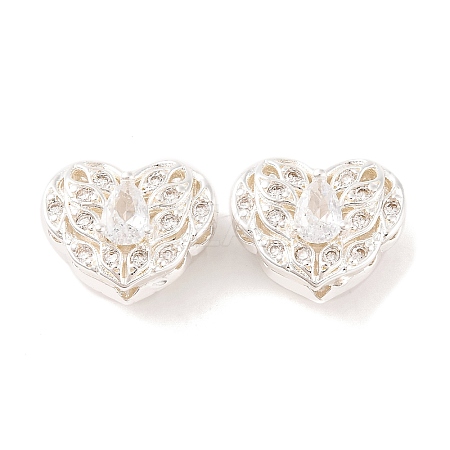 Brass Micro Pave Clear Cubic Zirconia Beads KK-S389-20S-1