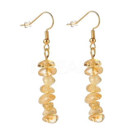 Natural Citrine Chip Beaded Dangle Earrings EJEW-JE04788-10-1