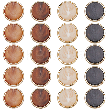 20Pcs 4 Colors 1-Hole Zinc Alloy Resin Buttons BUTT-AR0001-28-1