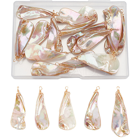 20Pcs Electroplated Natural Freshwater Shell Pendants PALLOY-GO00064-1