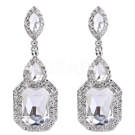 Brass Rhinestone Dangle Stud Earrings FS-WG9D6B6-01-1