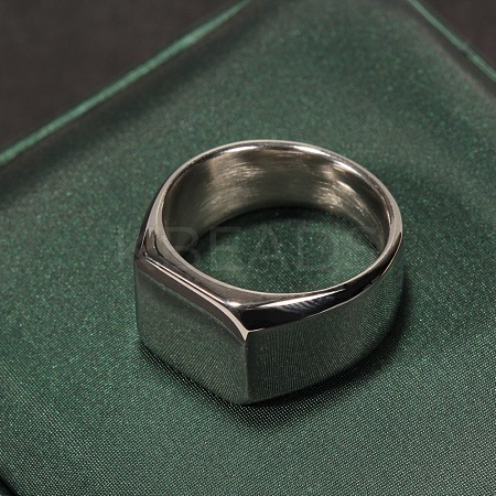 Square 304 Stainless Steel Finger Rings WGB1DFB-20-1