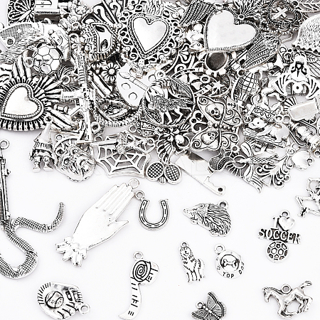 100Pcs 100 Styles Tibetan Style Alloy Charms TIBEP-YW0002-01-1