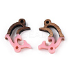 Opaque Resin & Walnut Wood Connector Charms RESI-N039-46F-1