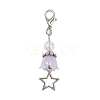 Flower ABS Plastic Pearl & Alloy Star Pendant Decorations HJEW-JM03132-4