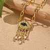 Alloy Rhinestone Evil Eye Pendant Necklaces NJEW-A037-01G-1