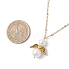 Shell Pearl with Alloy Wings Angel Pendant 304 Stainless Steel Satellite Chain Necklaces NJEW-JN05427-3
