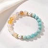 Natural Amazonite& Yellow Hematoid Quartz Beads Stretch Bracelets for Women BJEW-JB13193-02-1