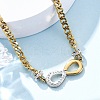304 Stainless Steel with Polymer Clay Rhinestones Infinity Pendant Necklaces for Women NJEW-Z065-04G-1